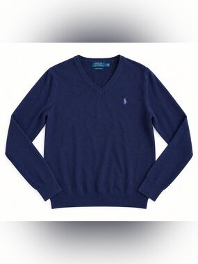 Polo Ralph Lauren Men’s M Navy Washable Merino Wool V-Neck Sweater